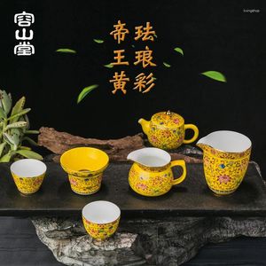 أكواب مينا جينغون تغطية TEACUP CERAMIC كبيرة إبريق الشاي Jingdezhen