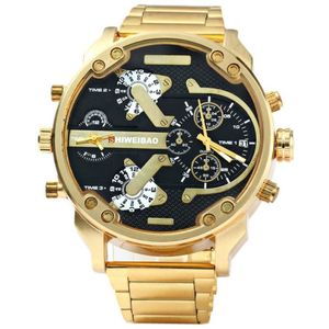 Titta på män vattentät Sonia Amarilla Dual Time Display Quartz Wrist Watch med rostfritt stål Band Quartz armbandsur 207o