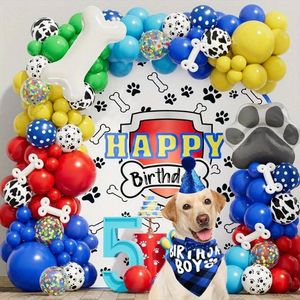 Decoração de festa 135pcs Balão de cães de estimação com balões de papel alumínio estampado para ossos para aniversário temático