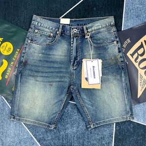 Men's Shorts Cotton Vintage Blue Distressed Old Washed Denim For Men Casual Loose Straight Half Jeans 24SS Y2K Youth Male Cityboy