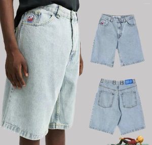 Męskie dżinsy y2k duży chłopiec krótki dla mężczyzn streetwear workowate haft haftowy dżins wolny mujer szorty Jean Skate