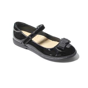 Плоская обувь размер 25-38 девочек черная плоская туфли детская слайд на искусственной кожаной кожа