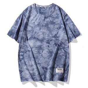 Loose Harajuku Krawattenfarbstoff bedruckt kurzarm T-Shirts Männer plus Größe 6xl 7xl 8xl Sommer O-Neck Übergroßes Muster T-Shirt Man 240524