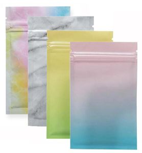 Glossy Marbling Pattern Aluminum Foil Zipper Package Bag Reclosable Flat Self seal Pouches Cosmatic Bag whole5018943