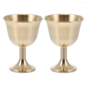 Vingglasögon 2st mässing Chalice Cup Goblet Drinking Beverage Tumbler Cups Lamphållare Metal Liquor for Party Home 255h