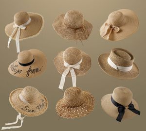 Травяная шляпа Женская летняя пляжная шляпа с большим краном соломы солома для затенения солнца