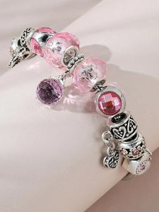 Link bransoletki 1 Modna sprzedaż Bransoletka do koralików DIY Crystal Gread dla kobiet Pink Panjia Duży dziura