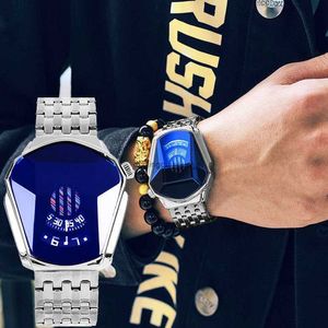 Fashionable New Motorcycle Mens Watch Alloy Steel Band Quartz Trendy Blue