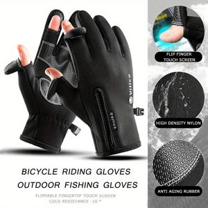 Guanti ciclistici inverno calda dito pieno di dito esterno pesca impermeabile touch screen bicicletta