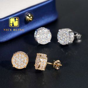 10k Solid Gold Moissanite örhängen Full Iced Out Lab Diamonds 10mm Män Kvinnor Ear Studs For Gift Wedding Engagement