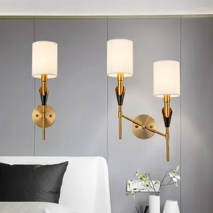 Wall Lamp Modern Fabric Light Sconces Bedroom Bathroom Mirror Nordic Loft Gold Home Decor Indoor Lighting Fixture Luminaria
