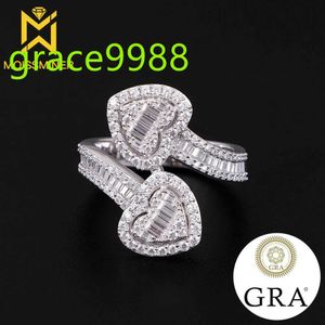 Tamanho grátis Moissanite Heart Rings for Women Silver Wedding Ring Jóias de dedo jóias Passo Testador Frete grátis