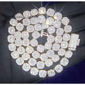 Necklace bracelet Moissanite Diamond Custom Vvs Cuban Link Chain S925 Silver 8mm 12mm Large Tennis Chain Solid Back Hiphop