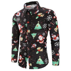 Herren Casual Shirts Camisa Mascina Männer Schneeflocken Weihnachtsmann Santa Candy gedrucktes Weihnachtshemd Top Bluse Chemise Homme Noel Long SL250q Drop de dh3au