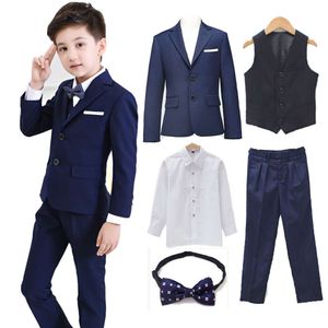 Kinder Hochzeits Geburtstagsfeieranzug Blumenjungen formelle Gentleman Klavier Tanz Blazer Zeremonie 5PCS Kostüm Garcon School Kee