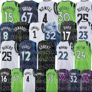 Anpassad 2024 baskettröja Jones Brown Dieng Nunnauy Bjelica Grawford Muhammad Okogie Garnett Wiggins Butler Patton Rose Brooks Towns Tolliver Gibson Size S-2XL