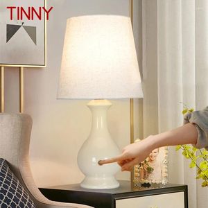 Tischlampen Tinne zeitgenössische Keramik Lampe LED Creative Touch Dimmbare einfache weiße Schreibtisch Licht für Wohnzimmer Schlafzimmer