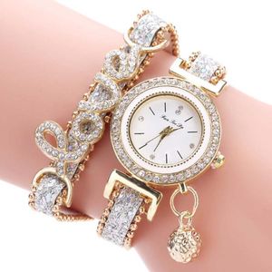 Wristwatches Fashion Women Multi-layer Bracelet Quartz Watch Alloy Crystal Love Letter Band Wristwatch Jewelry Gifts JRDH889 2921