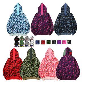 Hoodie Erkekler Tasarımcı Tam Zip Up Shark Hoodies Kadın Siyah Kamuflaj Ceket Sarı Kapşonlu Kapşonlu Sweatshirt Sweatshirt Adam Kadın Kazak Uzun Kollu Tech Techi