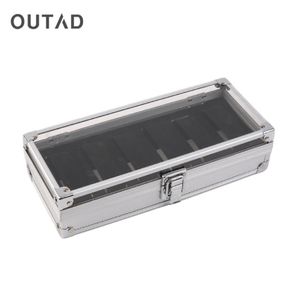 Outad Fashion 6 Grid Gloth Watches Wyświetlacz magazynu kwadratowe pudełko aluminiowe zegarki aluminiowe pudełka