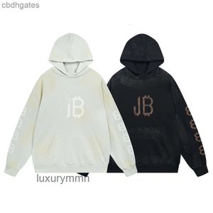 Paris balencigs hoodies hoodie tröja män mode märke 2024 lera hand tröjor målade slitna tvätt gamla gjorda långärmad b familj unisex h ypeo