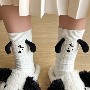 Women Socks Cute Dog Ankle Middle Tube Funny For Comfortable Breathable Lovely White Collant Femme