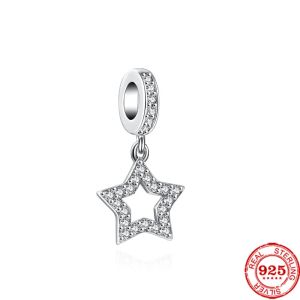Ny 925 Sterling Silver Bead Star Handcuff Feather I Love Mom Wife Diy Bead Charm Fit Original Charm Armband