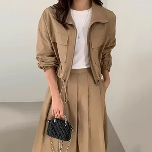 Work Dresses Women Two-piece Retro Temperament Lapel All-Match Workwear Coat High Waist Pleated Skirt Suit Casual Womens Two Peice Sets