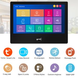 Indomita Tuya Smart Home WiFi Intercomシステム、屋外ビデオドアベルカメラ1080p有線、10インチのタッチスクリーン、トーク、レコード、ロック解除