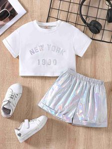 Set di abbigliamento set di abbigliamento Girls Summer New Street Set di lettera Maglietta stampata+Shorts Fantasy Fashion Set a due pezzi WX5.23