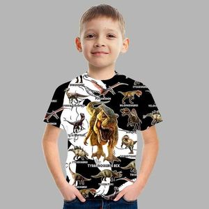 T-Shirts 3-14 Yıllık Çocuk Giyim Dinozor Tişörtleri Erkekler İçin Yaz Çocukları En İyi Kısa Kollu Jurassic World T-Shirt 3D Baskı Tees T240524