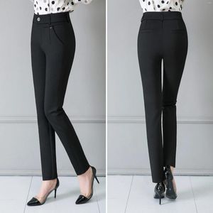 Women's Pants Spring High-waisted Stretch Casual Trousers Black Straight Loose