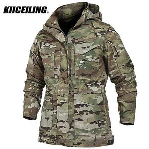 Men's Jackets KIICEILING multi cam tactical jacket mens warm windproof jacket mens camouflage motorcycle Parka trench jacket womens Q240523