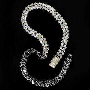 Sier/14K Gold 6mm/12mm/13mm VVS D Färghanduppsättning Iced Moissanite Prong Hip Hop Cuban Link Chain Custom Necklace