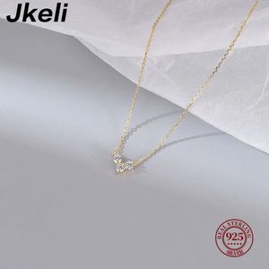 Jkeli Real 925 Sterling Silver Small Zircon Colar Heart Colar Requintition Pingente Chain For Women Girls Bated 14K Gold Jewelry Gifts 240524
