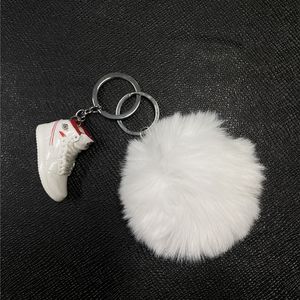 3D sneaker keychain Rabbit hair keychain set Men Women Kids Key Ring Gift Handbag pendant