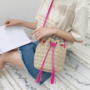 Shoulder Bags Tassel Bucket Wild Bag Woven Rattan Knitting Fashion Lady Literary Messenger Straw