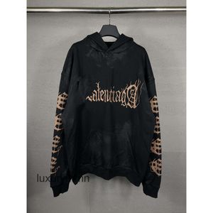 2024 män varumärkes tröjor mode hem paris balencigs mens designer hoodies hoodie sanskrit brev handmålade graffiti tvättvatten sliten gammal h 5ozp