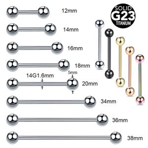 1Pc G23 Industrial Barbell Ring Tongue Nipple Bar Piercing Ear Tragus Helix Body Women Jewelry 438mm 240523