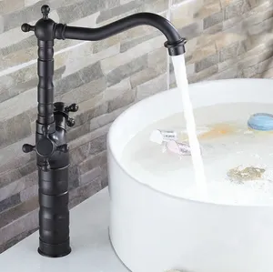 Kitchen Faucets Oil Rubbed Bronze Brass Wet Bar Bathroom Vessel Sink Faucet Swivel Spout Mixer Tap Single Hole Two Handles Mnf021