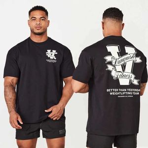 メンズTシャツメンズTシャツジムスポーツフィットネスランニングトレーニング半袖ヒップホップスタイル特別な大型Tシャツファッションカジュアルメンズ衣料Y240522