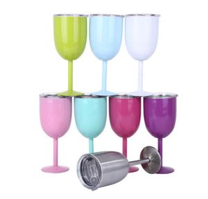 2018 Wine Glasses 9 colors 10oz 304 Stainless Steel Goblet Vacuum Double layer thermo cup Drinkware Wine Glasses Red Wine Mugs3696364