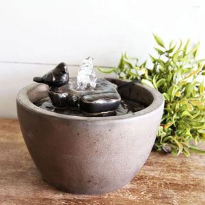 Decorazioni da giardino Foreside Home Bronze Bird su foglia Funga d'acqua interna con pompa