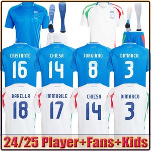 23 24 25 Italia Chiesa Soccer Jerseys 2024 Hem och bort Italien Raspadori Verratti Barella Shirt Totti Lorenzo Politano Special Miretti Football Uniform