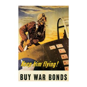 Keep Him Flying Vintage World War II Two WW2 USA Military Propaganda Wall Art Decoration Poster Canvas Print