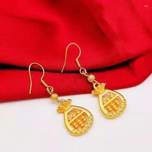 Dangle Ohrringe hochwertiges Gold 999 Womens 24K Abacus Ohrhaken Doppel Glück Au750 Luxusschmuck
