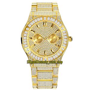 Missfox Eternity V316 Hip Hop Fashion Mens Watches Cz Diamond Inkartz Dial Kwarc Ruch Mężczyźni obserwują lodowe nalbowane stopę ramki CA 285U