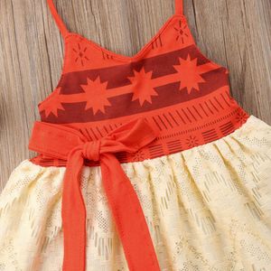 0-4Y Summer Kids Girls Causal Sleeveless Pattern Printed Bowknot Backless Bandage Dress