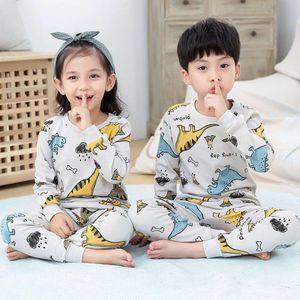 男の子パマスーツガールズスリープウェアスリープスーツキッズTシャツパンツ子供パジャマ100％コットントップスズボンホームウェアピジャマL2405