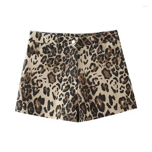 Shorts Shorts Stampa leopardo per donne ad alta vita Donna estiva di moda vintage mini